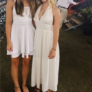 Urban Outfitters Halter Top Backless Linen Dress with Button Pockets